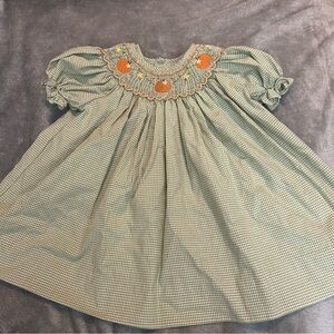 Smocked Dress with Pumpkin Embroidery